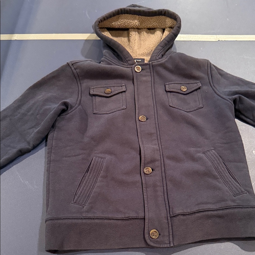 Lands' End Fleece-Lined Jacket in Navy and Beige
